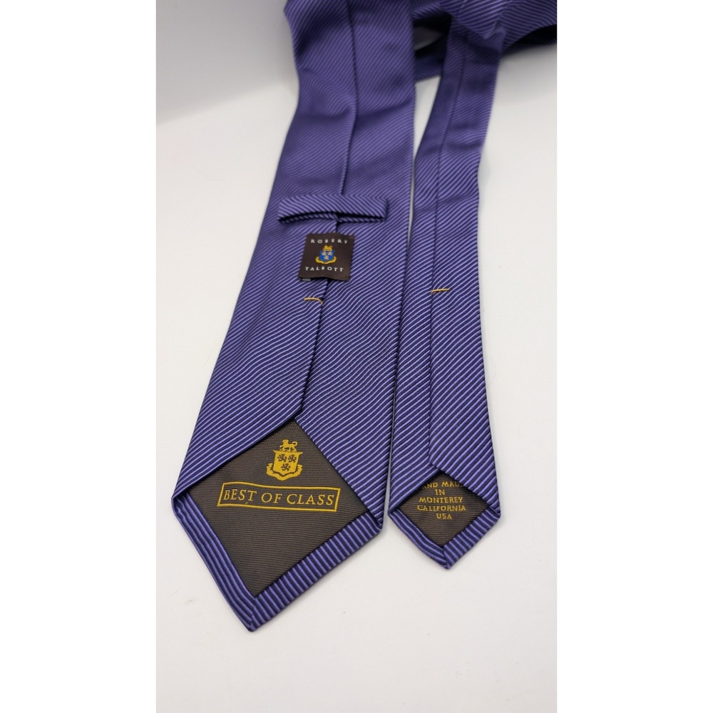 Robert Talbott Best Of Class Men's Purple Striped Silk Tie Hand Sewn USA Classic - Picture 3 of 3